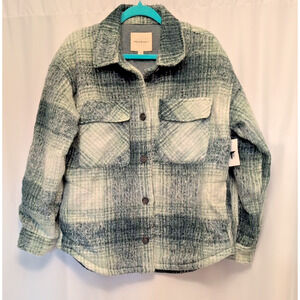 Thread & Supply NWT M green jacket sweater plaid heavy pockets